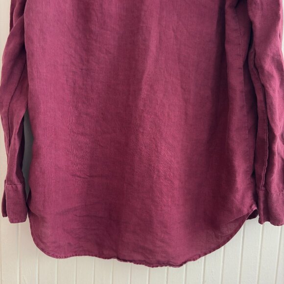 100% Linen Garnet Red Button Down Shirt - Picture 10 of 13